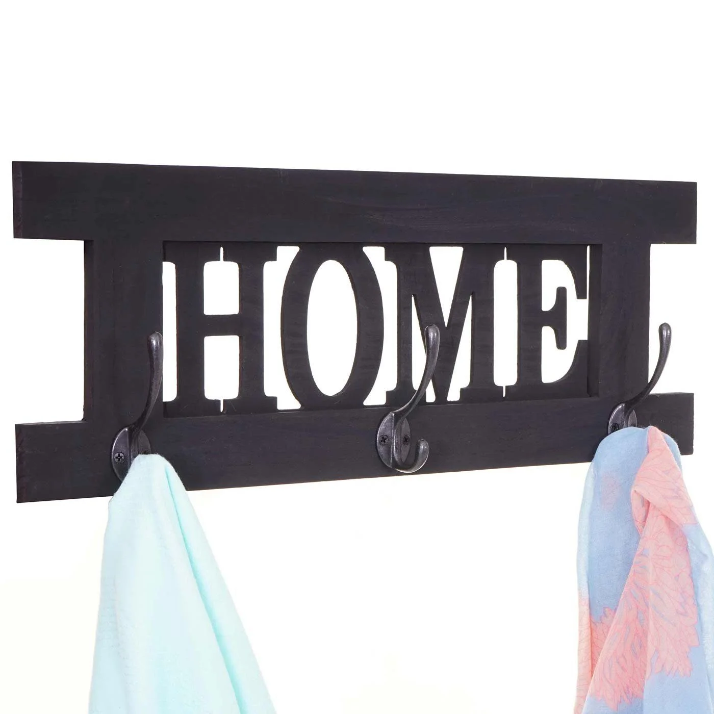 Wandgarderobe „Zuhause“ – Shabby-Look, 3 Doppelhaken, individuell anbringbar